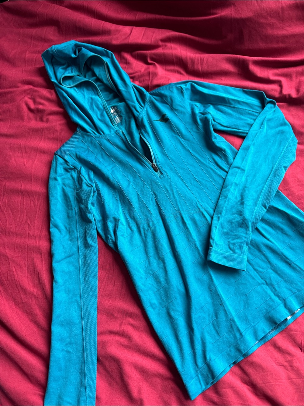 Diadora Teal Hooded Long Sleeve Pullover